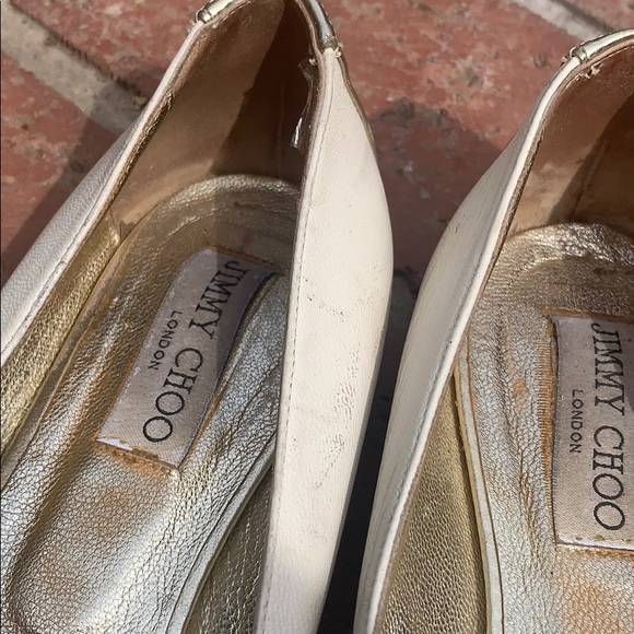 Jimmy Choo beige and gold pointed toe flats - Picture 3 of 8